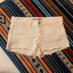 Express Eyelet White Jean Shorts